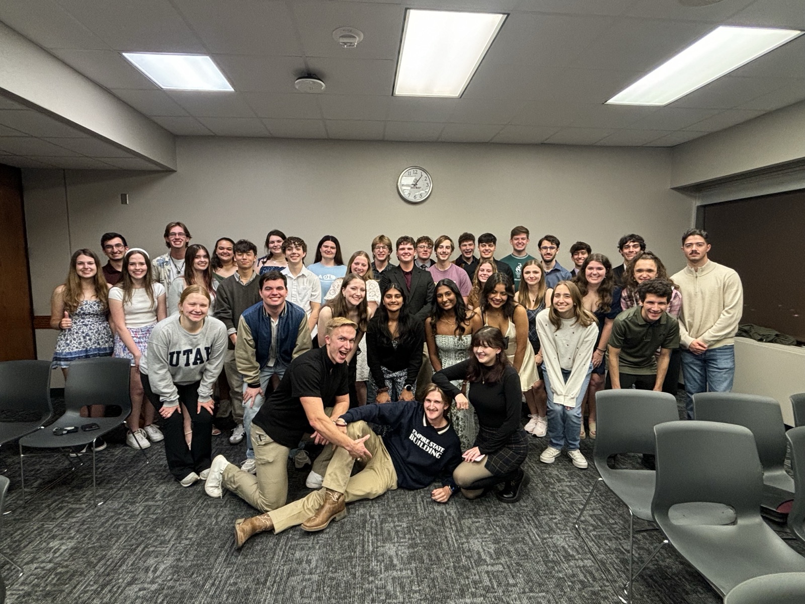 A large group photo of a service organization chapter